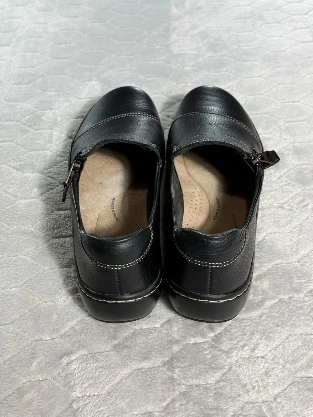 Clarks Collection Ultimate Comfort Black Leather Slip On Shoes 10M